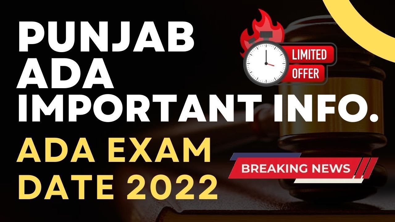 Punjab ADA Exam Important Information | ADA exam Date 2022