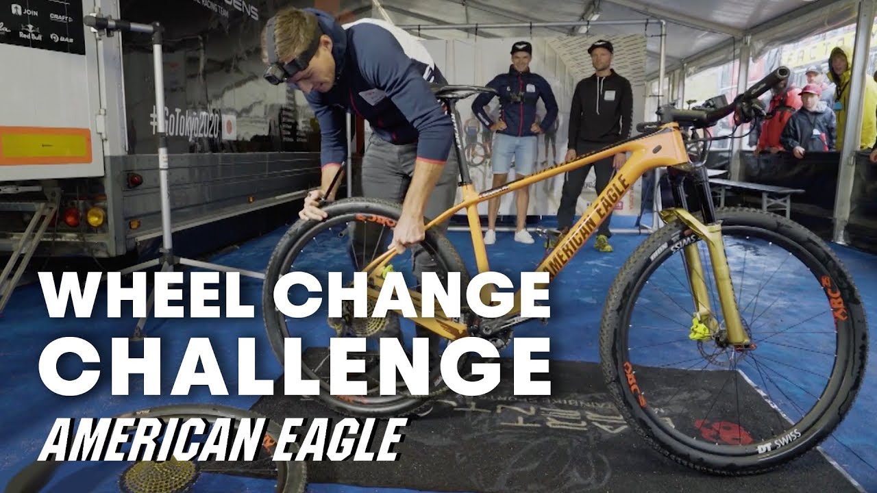 MTB American Eagle Team Does The Wheel Change Challenge | Red Bull Bike Challenges