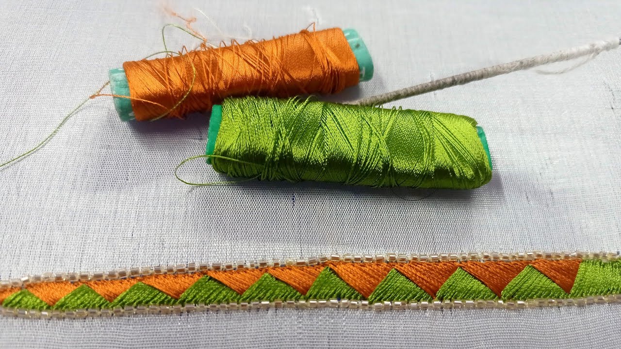 ZARI EMBROIDERY DOUBLE   2 COLOURED PADDED LOAD AA Zari Work