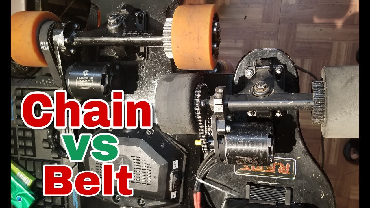 NOISE COMPARISON - CHAIN vs BELT vs HUB MOTORS - ELECTRIC SKATEBOARD - DIY