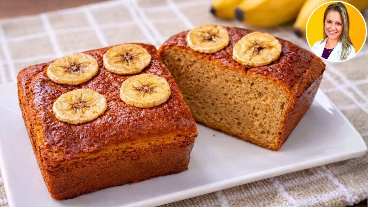 SEM FARINHA E AÇÚCAR, Só 4 INGREDIENTES!  Bolo de Banana INCRÍVEL! Fácil, Rápido, Barato e Saudável 