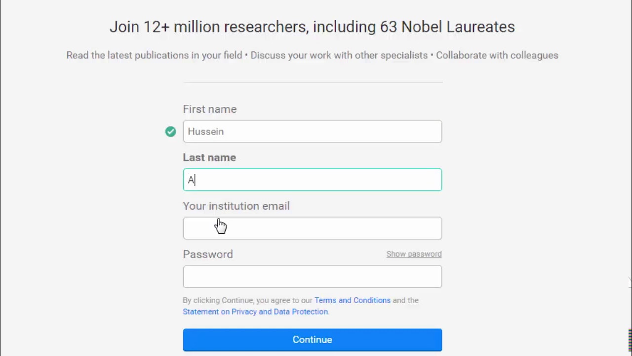 طريقة إنشاء حساب  création compte Creating an account  Research Gate,