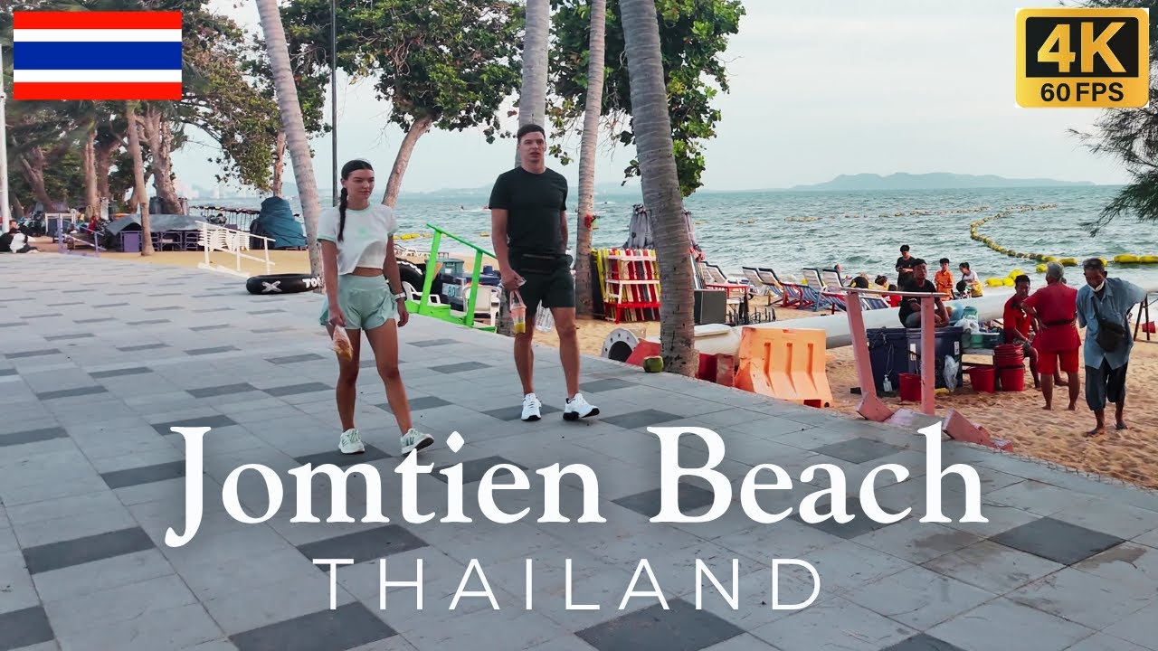 Jomtien Beach Sunset Walk 4K | Calm & Peaceful Evening in Pattaya, Thailand