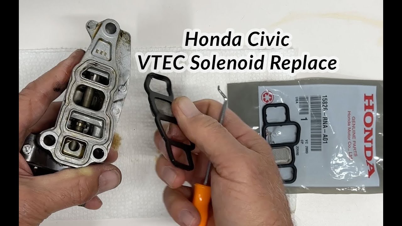 Утечка масла в Civic 8-го поколения, соленоид VTEC, замена соленоида VTEC, замена золотникового к...