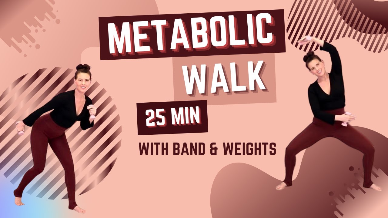 25 MIN METABOLIC WALKING WORKOUT with BAND & WEIGHTS // 2500 STEPS // BOOSTED WALK SERIES!