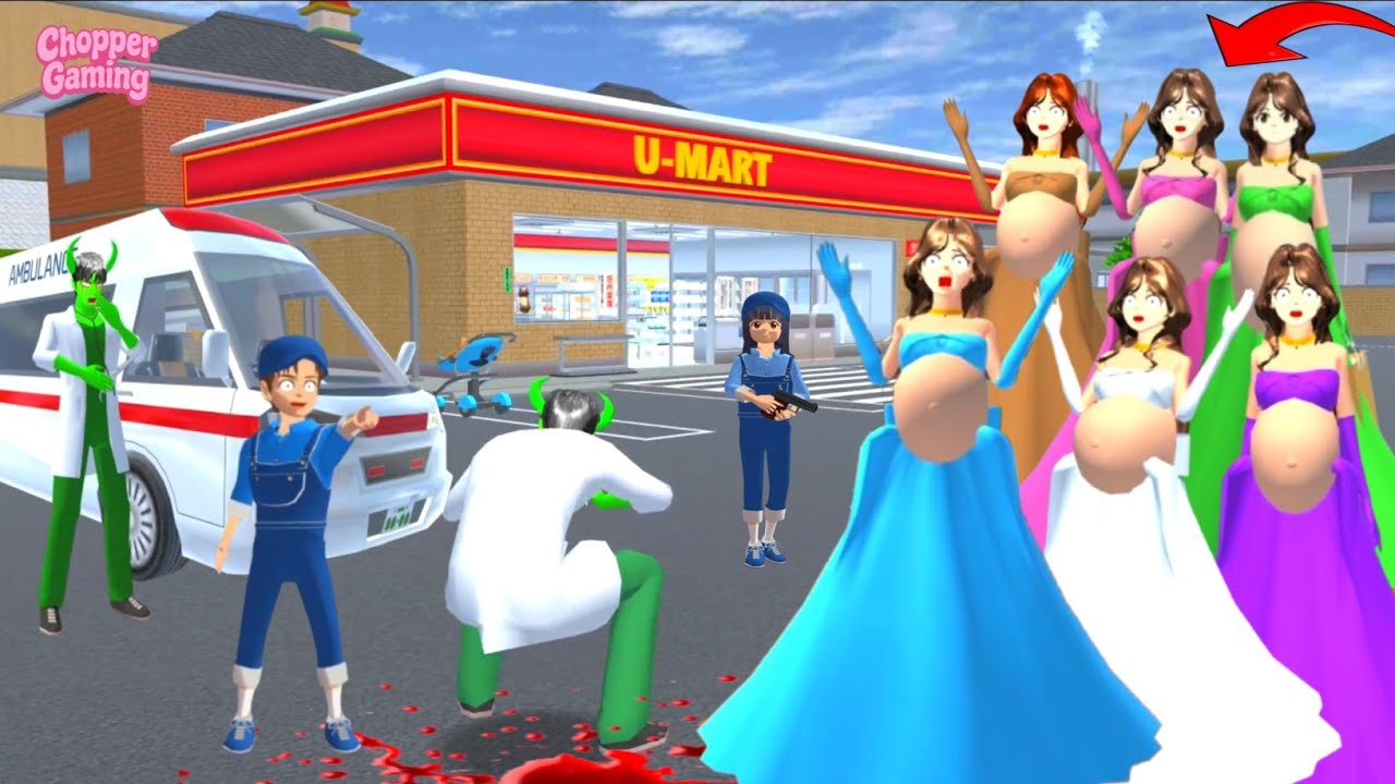 Yuta Mio Police Saves Elsa pregnant Rainbow From Scary Zombie Doctor Attack👹😈💉#sakuraschoolsimulator