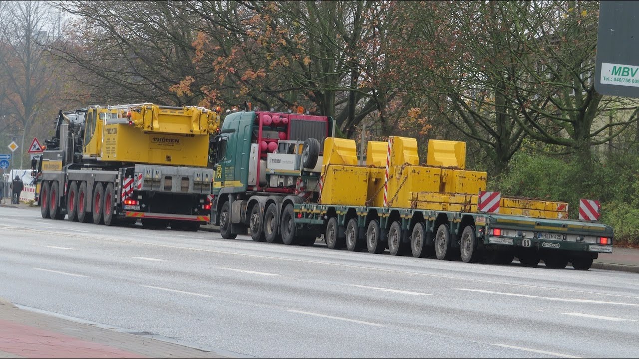 Abfahrt LIEBHERR LTM 1300-6.2 und LTM 1050-3.1 von THÖMEN