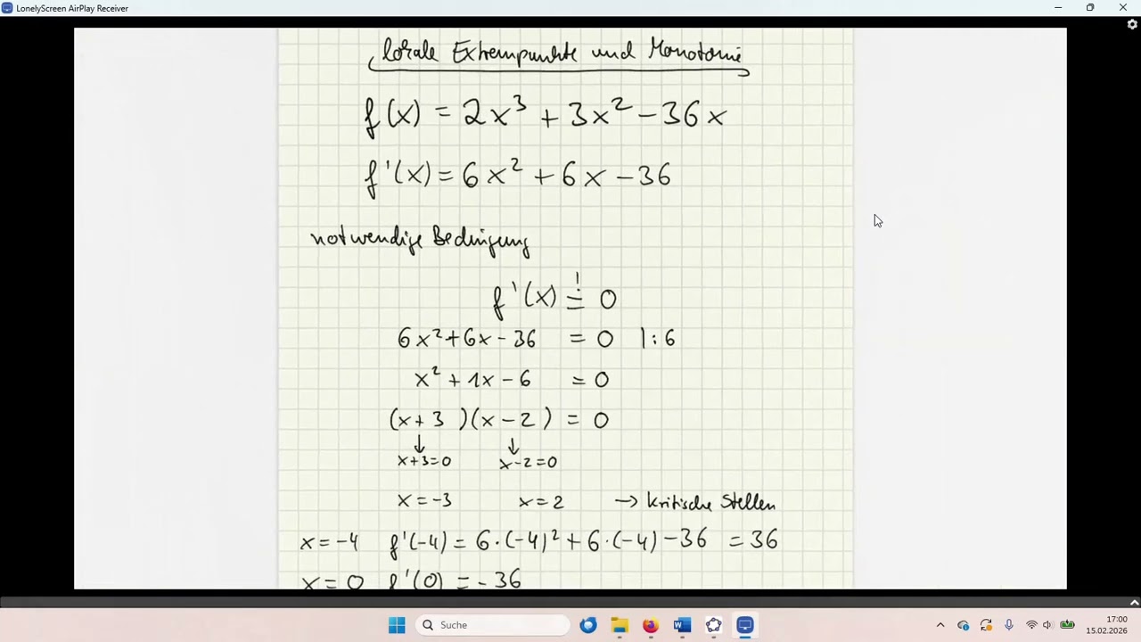 6) Lokale Extrempunkte und Monotonie