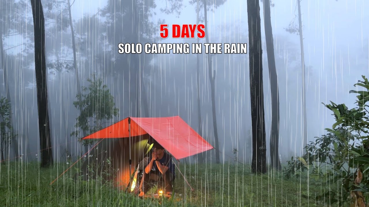 5 DNI SOLO CAMPING HEAVY DESZCZ - RELAKSUJĄCE DŹWIĘKI DESZCZU - ASMR CAMPING