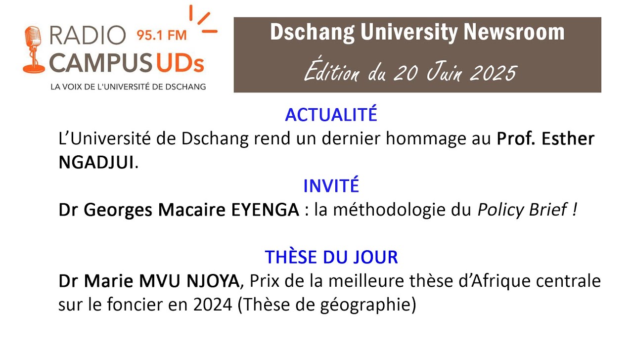 Radio CAMPUS UDs - Dschang University Newsroom - 20 juin 2025