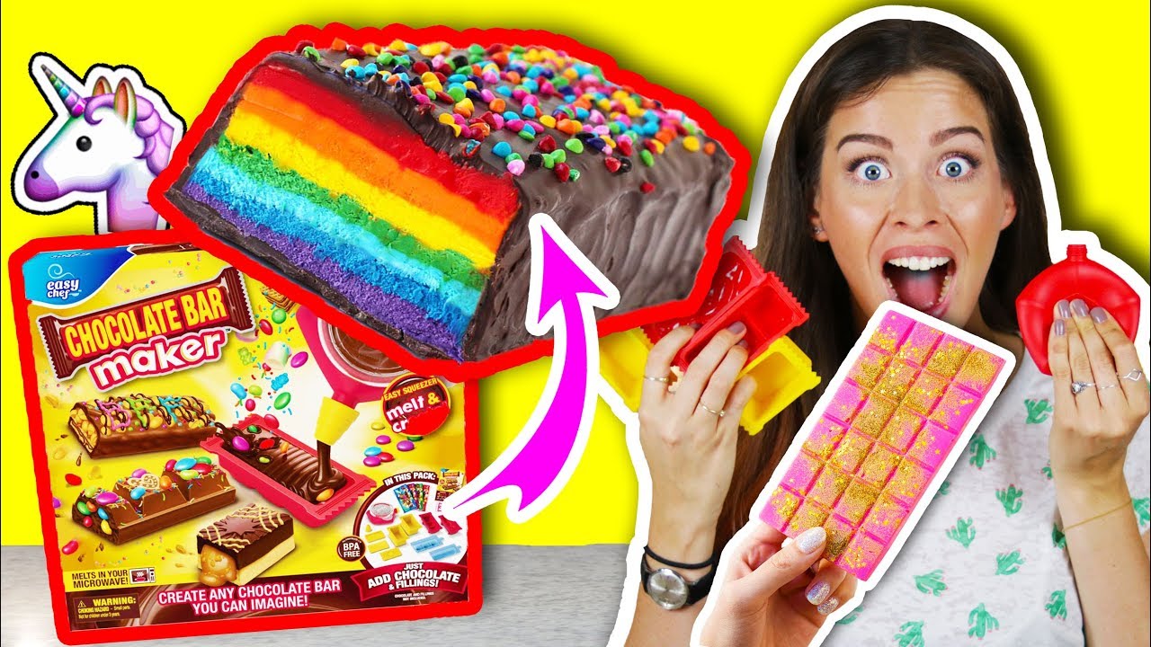 IN MINI KÜCHE MAGISCHE EINHORN RIEGEL aus ALLEN SCHOKO RIEGELN mischen! 🌈 REGENBOGEN DIY EXPERIMENT