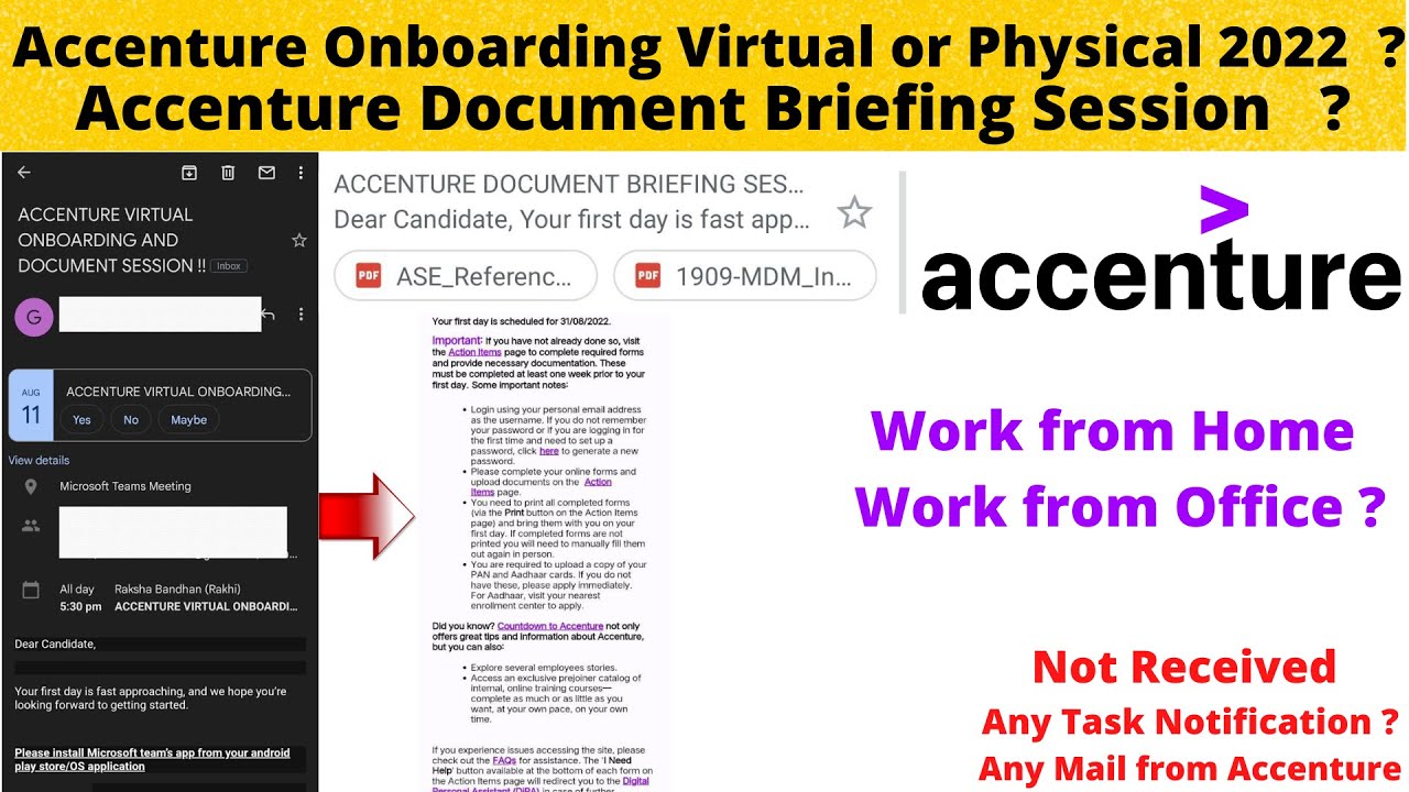 Accenture Onboarding 2022 || physical onboarding || Virtual Onboarding || Accenture Document Brief