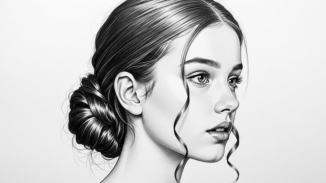 How to Draw a Realistic Girl Side Face Pencil Sketch | Easy Portrait Drawing