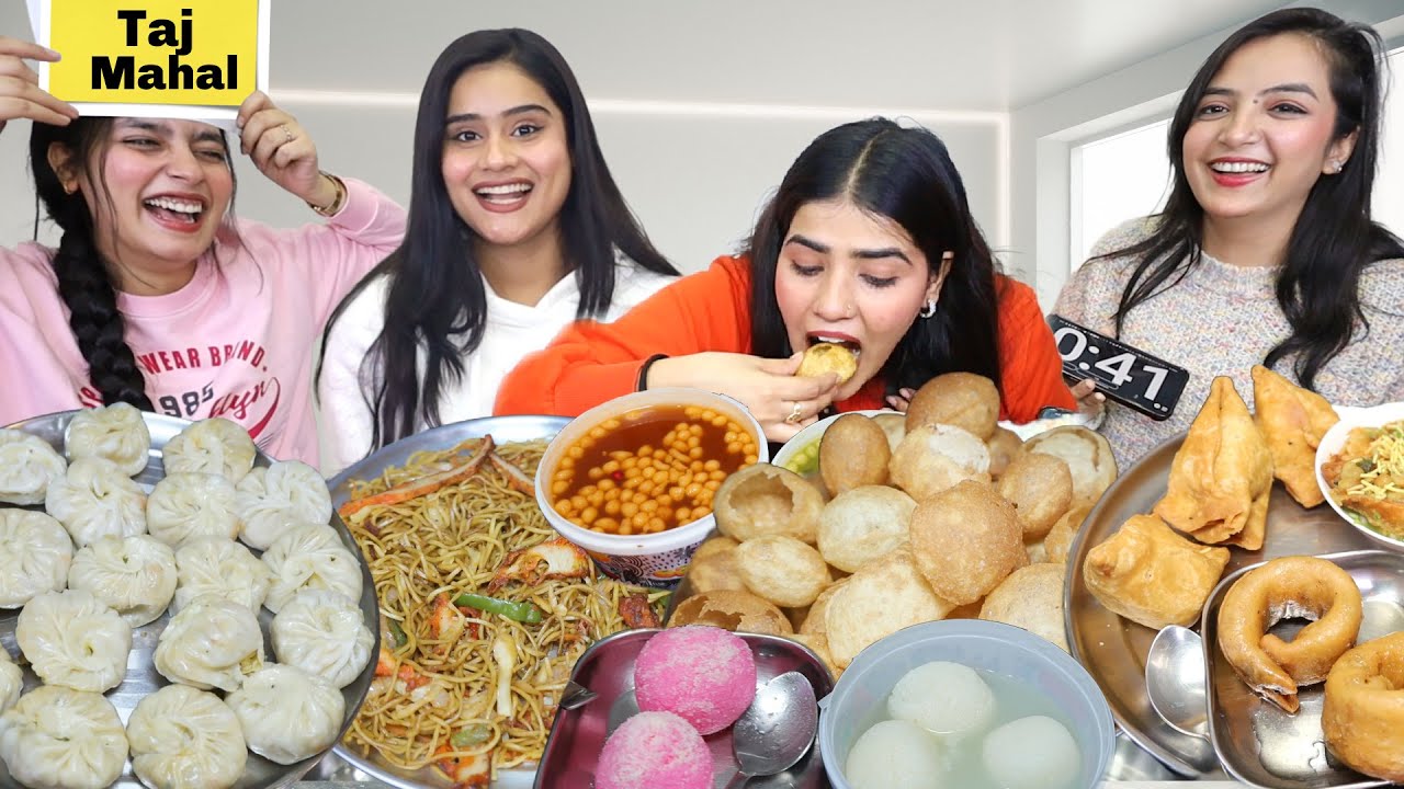 Guess the Words Food Eating Challenge | Momos, Golgappa, Samosa, Chowmein, Rasgulla and Sweets