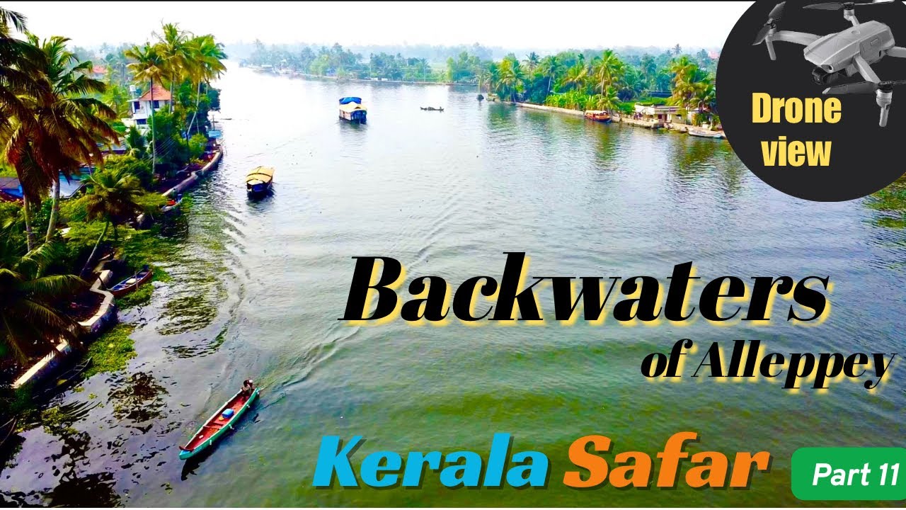 Best drone view of Backwaters of Alleppey and paddy fields || Kerala Safar || PART 11  #alleppey