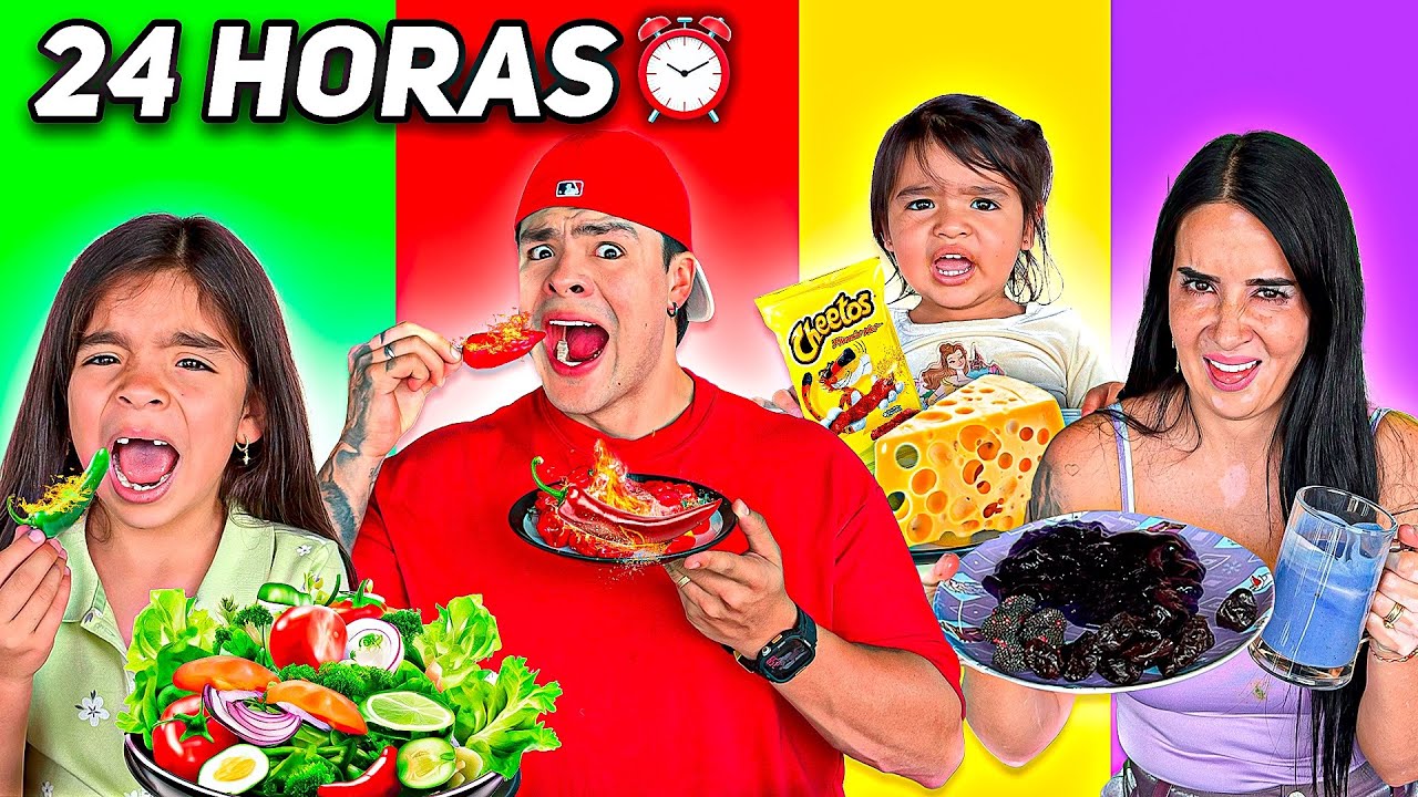 24 HORAS viviendo de COLORES con mis HIJAS😱