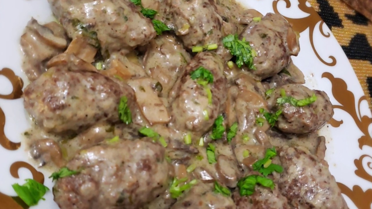لحم مفروم على شكل أصابع بصلصة الفطر🍄👌بنينة و سهلة 🥰viande hachèe moelleuse/sauce aux champignons