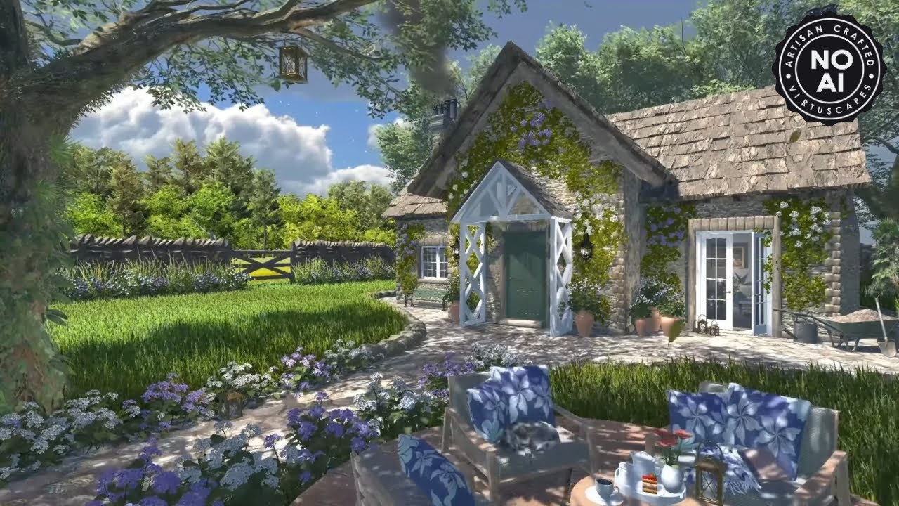 Countryside Cottage | Day & Sunset Ambience | Tree Wind, Birds & Forest Nature Sounds