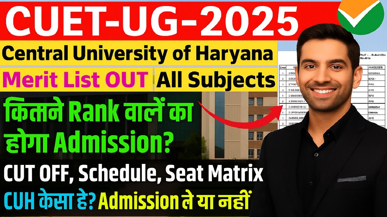 Central University Of Haryana 2025 Merit List Out | CU Haryana Cutoff 2025 #cuh #cuet2025