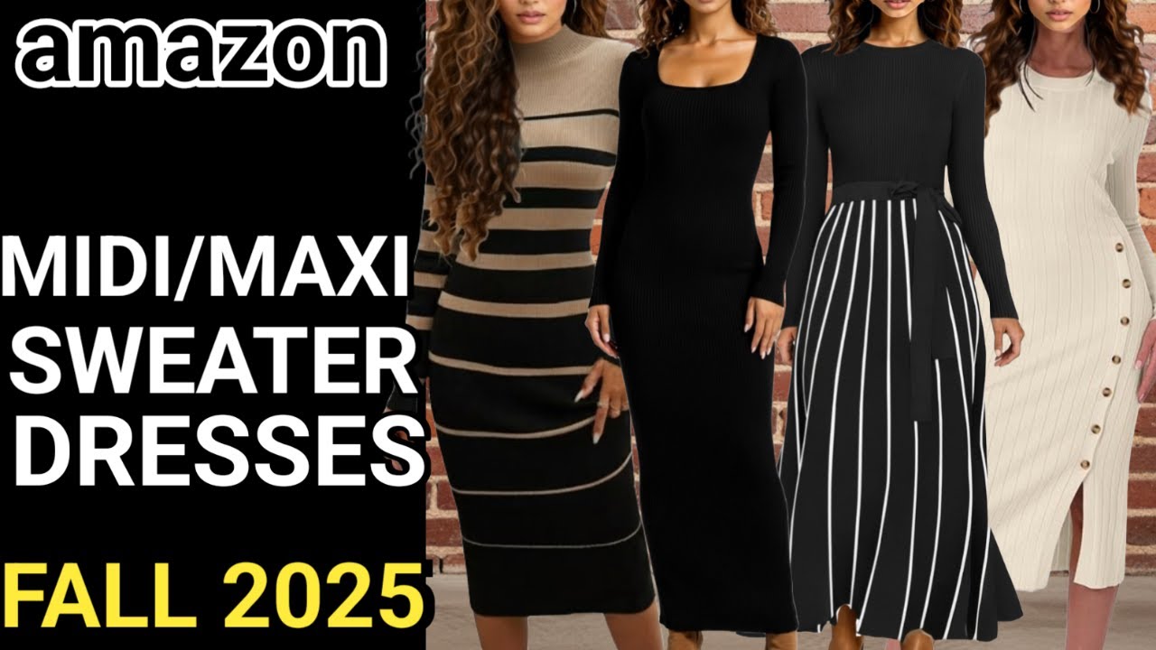 🔥10 BEST SELLING SWEATER DRESSES MIDI & MAXI FOR FALL 2025 ON AMAZON model try on haul