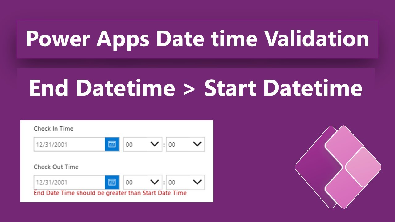 Power Apps -  Datetime Validation - End Datetime greater than Start Datetime