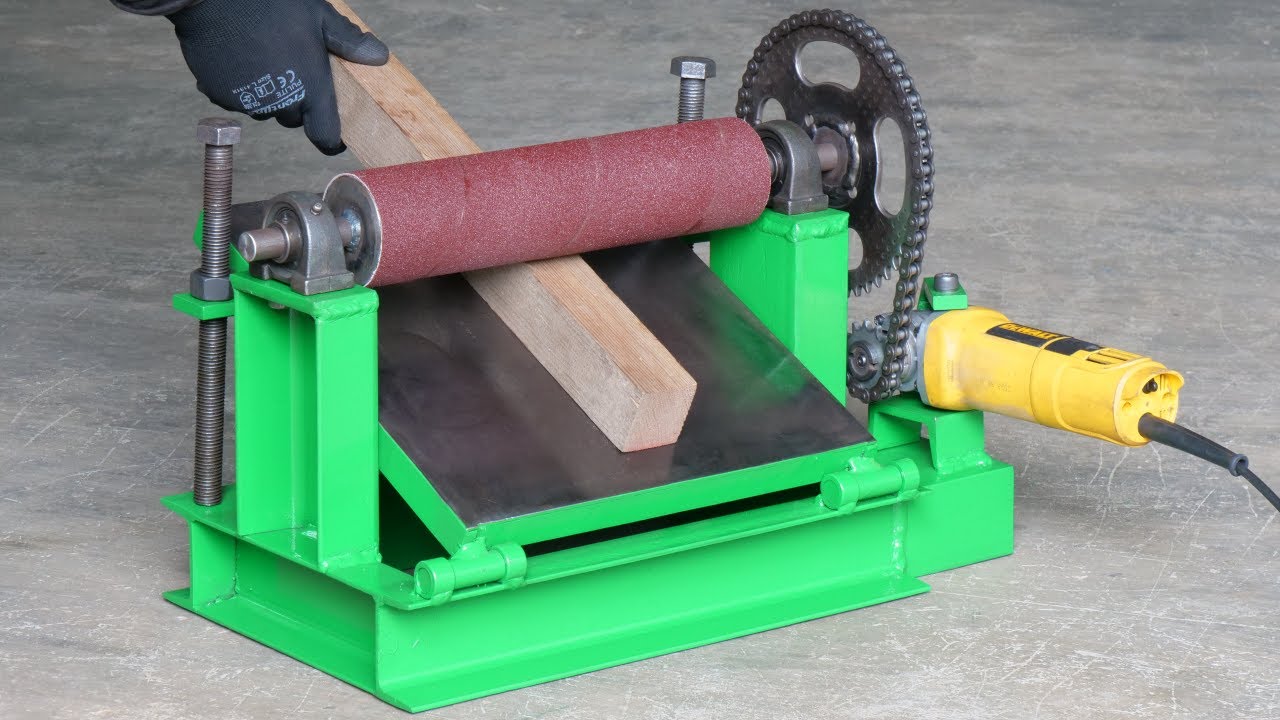 How To Make A Simple Drum Sander Using Angle Grinder | Homemade Diy Thickness Drum Sander | DIY