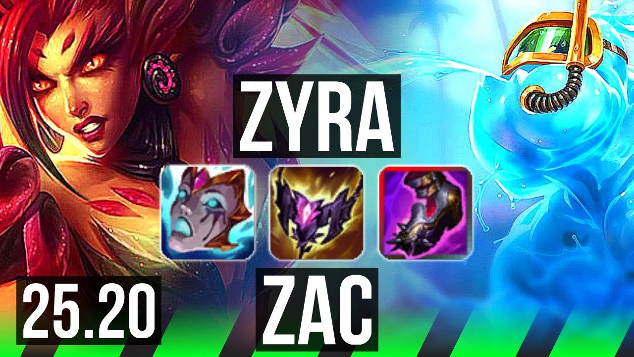 ZYRA vs ZAC (JGL) | Legendary, 65% winrate | KR Grandmaster | 25.20