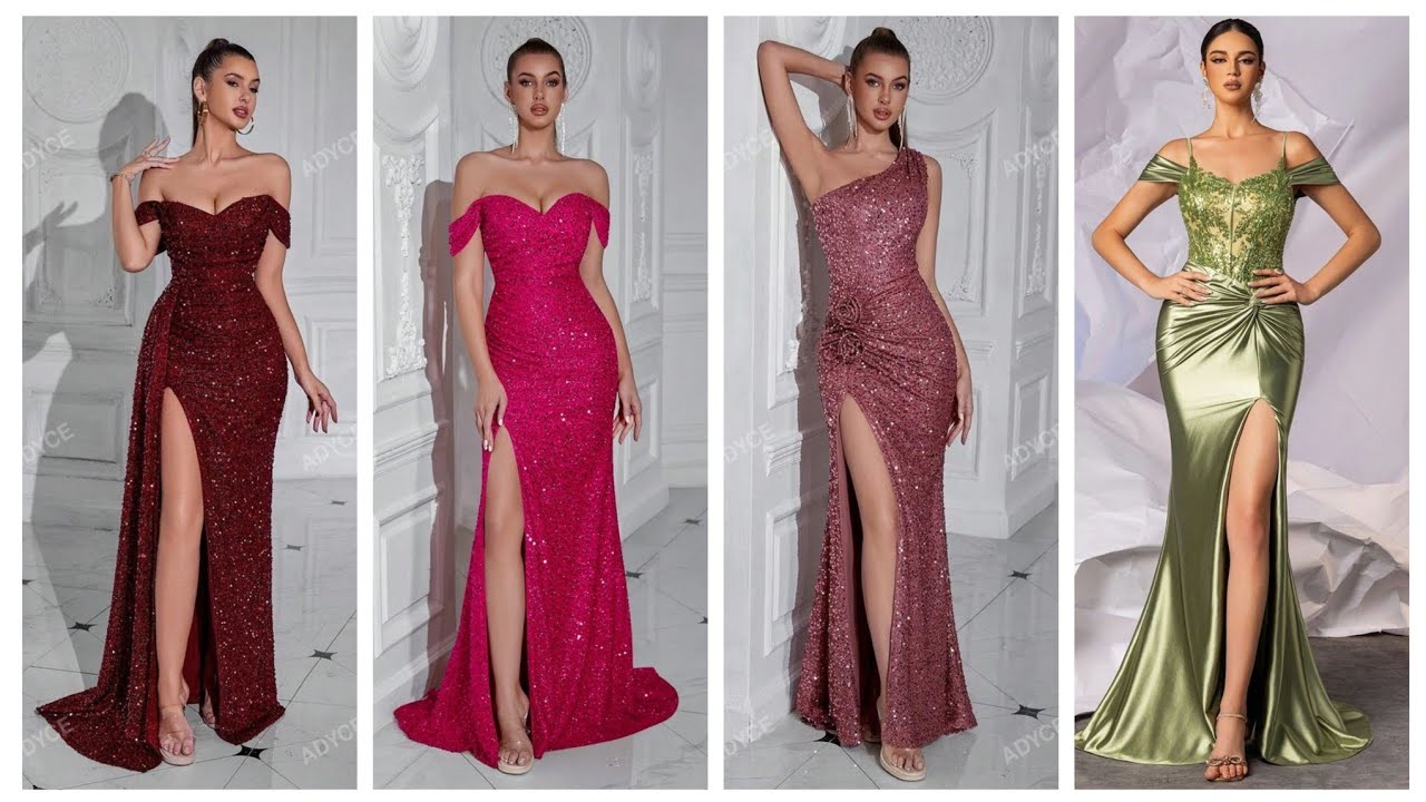 Women's long one shoulder flowy slit front formal dress for girls they were wedding guest #2026 