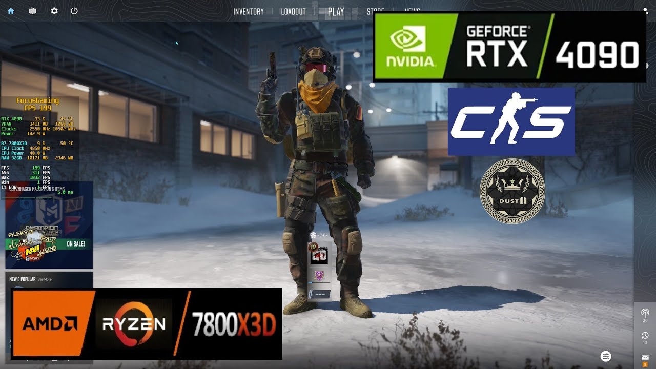 CS2 1440x1080 Dust 2 FPS Benchmark: RTX 4090 | RYZEN 7 7800X3D | Competitive Settings