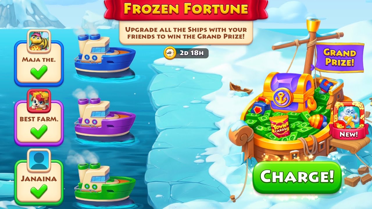 How I play Township. Full Match 3 session. Cards. Frozen Fortune finished.