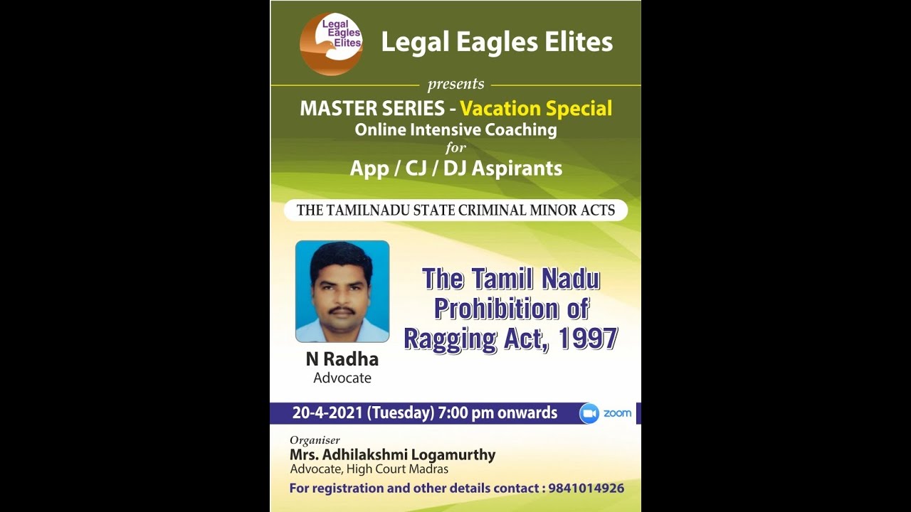 The Tamil Nadu Prohibition of Ragging Act, 1997 by Mr. N. Radha