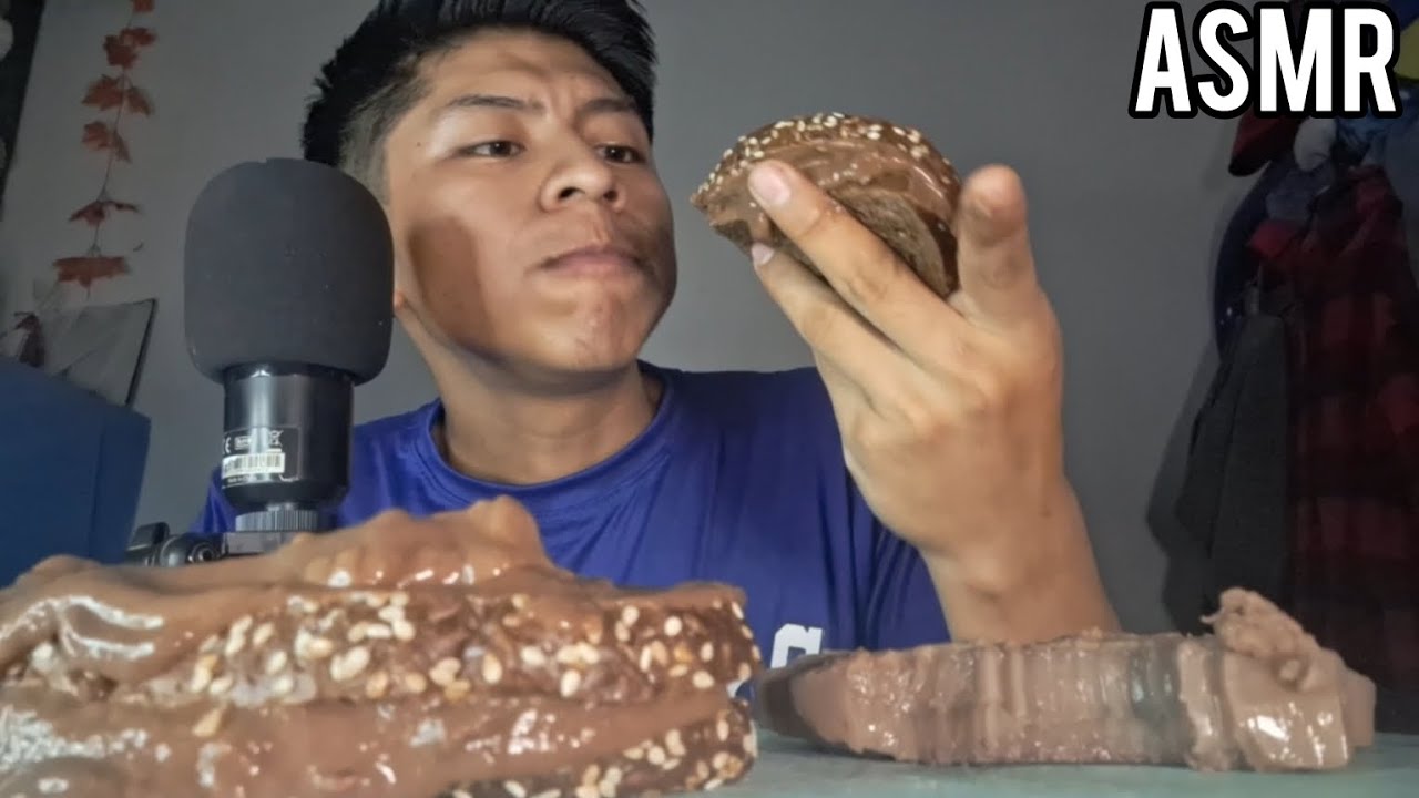 SANDWICH CON MOUSSE DE CHOCOLATE | GELATINA DE CACAO | ASMR | MUKBANG