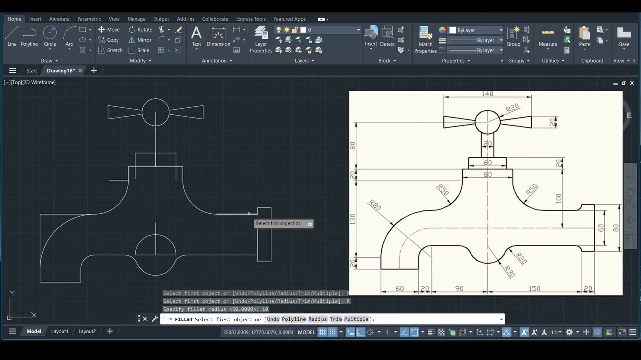 How to Draw This Pipe Valve? AutoCAD 2D Practice Drawing Challenge 💯 #autocad