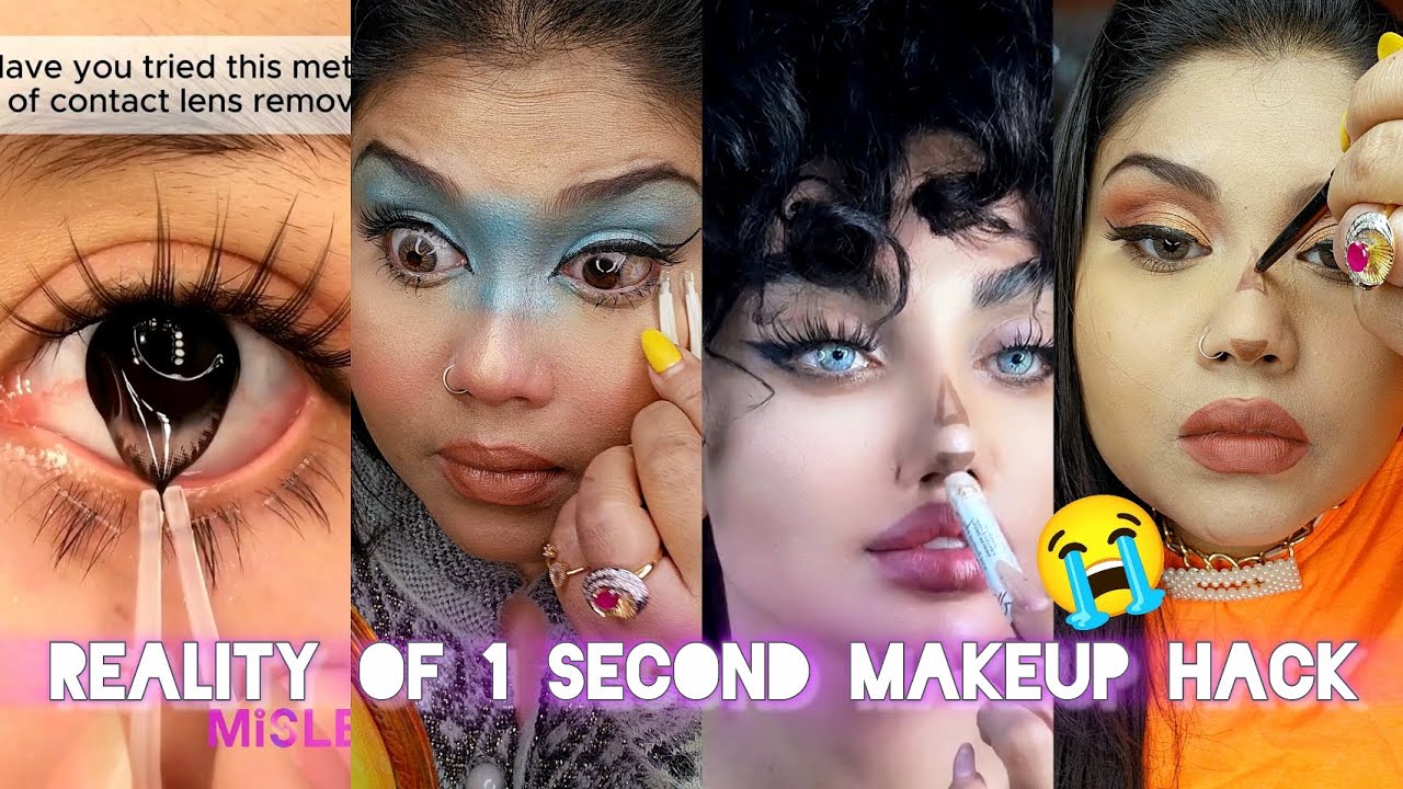 Reality Of 1 Second Makeup Hack 🔥*Worst Contact Lens Removal*❓😭 