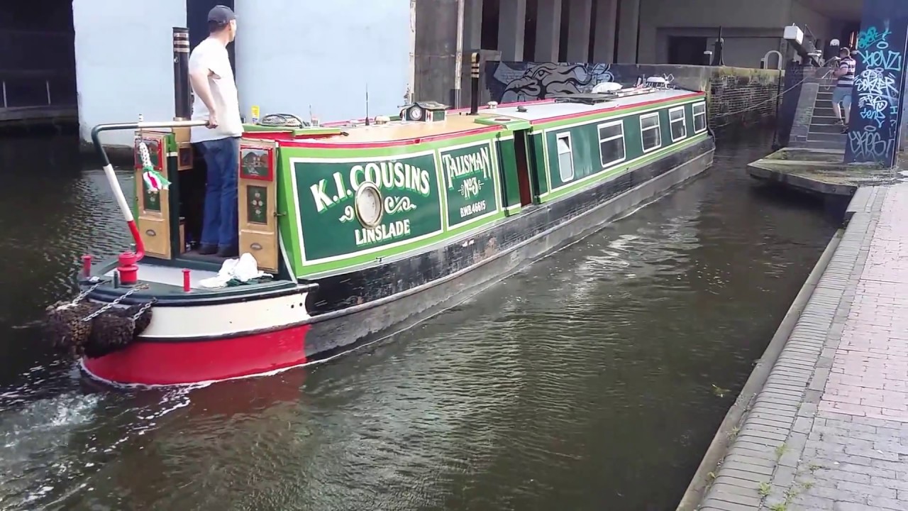 The Canal Boat's Lock in Use - Birmingham Canal, UK