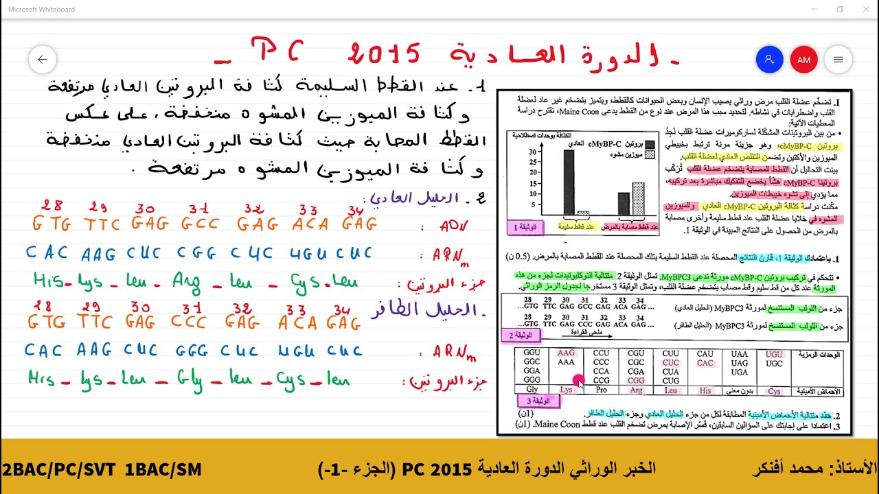 الدورة العادية 2015 ع.فيزيائية: العلاقة مورثة - بروتين - صفة