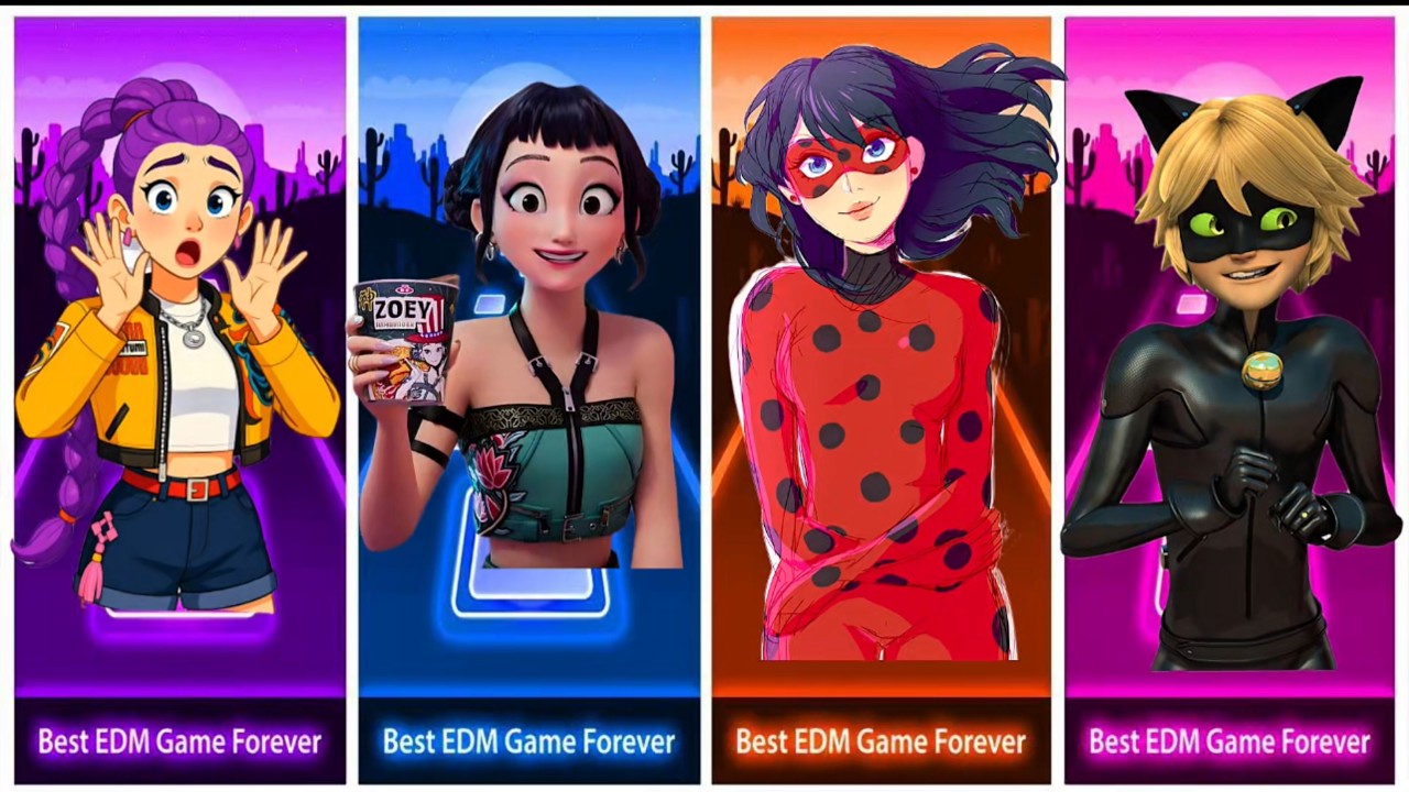 K-Pop Demon Hunters vs Ladybug EDM Tiles Hop Battle 🚀