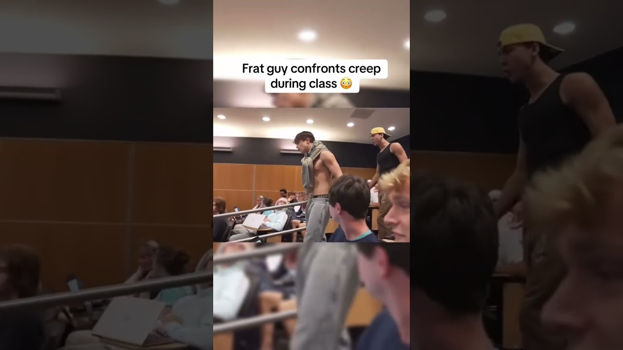 Frat guy confronts creep during class 😳