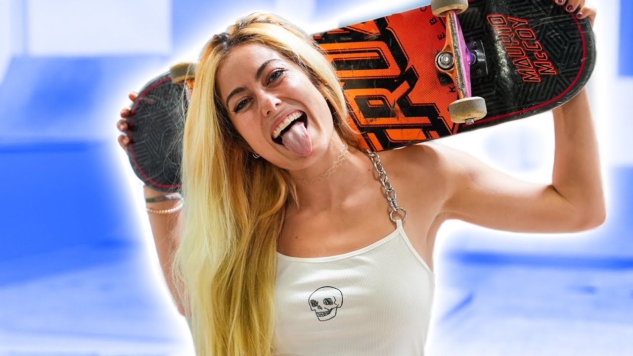 PRO SNOWBOARDER LANDS EVERY SKATEBOARD TRICK SHE KNOWS!