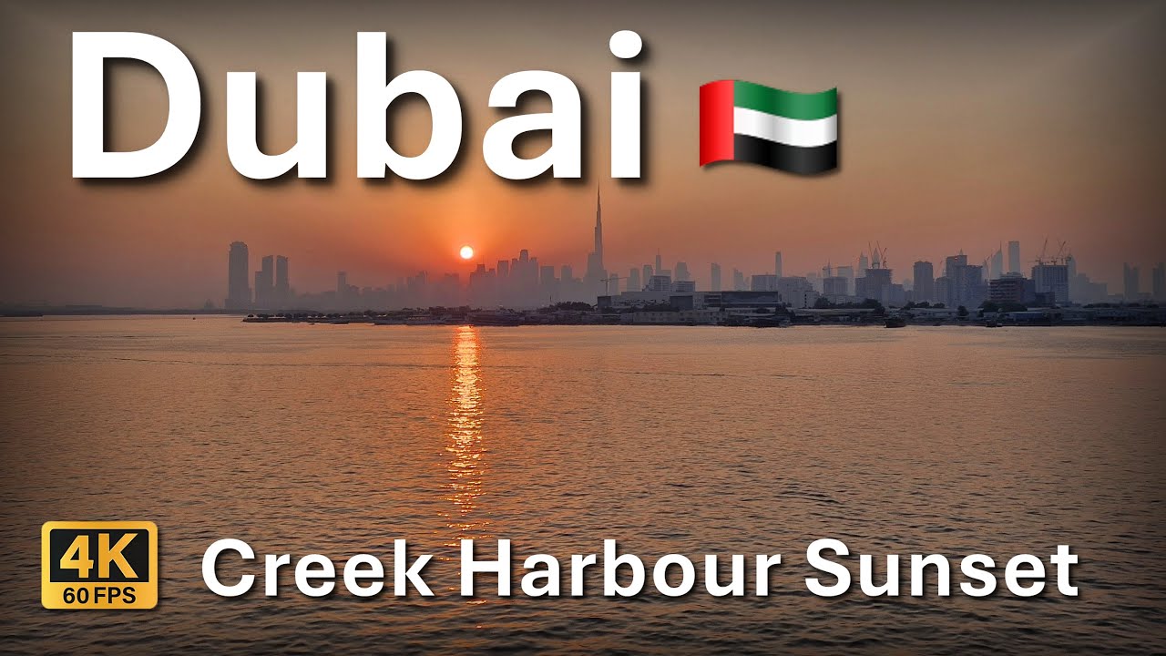 Dubai Creek Harbour Sunset Walk in 4K – Skyline & Reflections