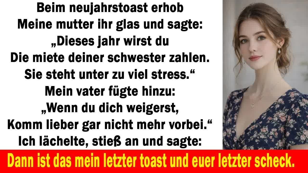 Beim Neujahrstoast sagte meine Mutter： „Dieses Jahr zahlst du für deine Schwester