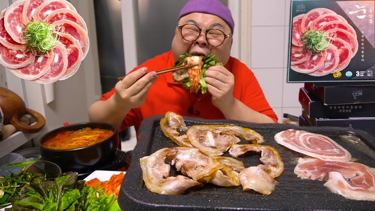 2시간동안 눈꽃삼겹살 2 KG 먹방│와 이거 안먹어 본사람 없게 해주세요.. [Korean Porkbelly] Mukbang Eatingshow