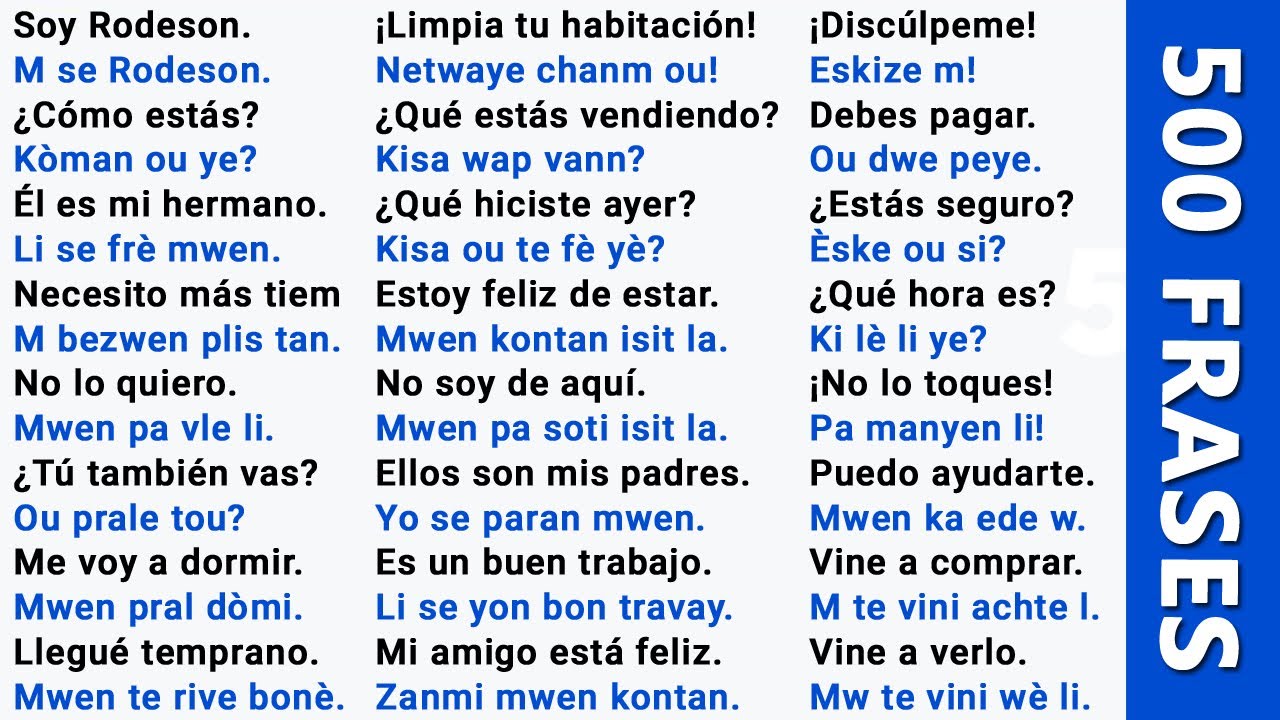 500 FRASES PARA APRENDER ESPAÑOL Y CRIOLLO HAITIANO