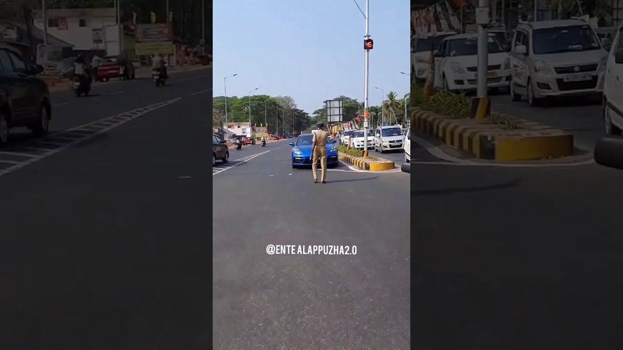 dq car stopped by a police officer at Alappuzha | in wrong side |