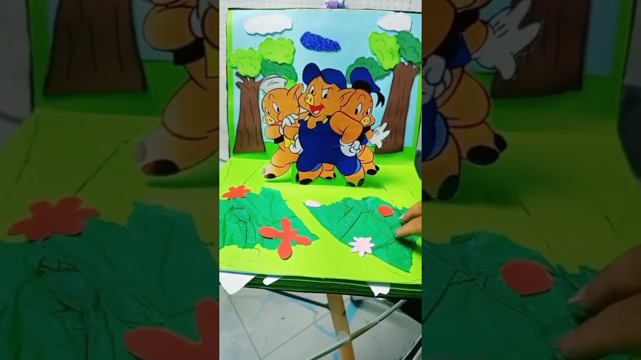 libro en 3D de Los Tres Cerditos #clases #creativo #libro3d #lostrescerditos #manualidades #mam&aacute;