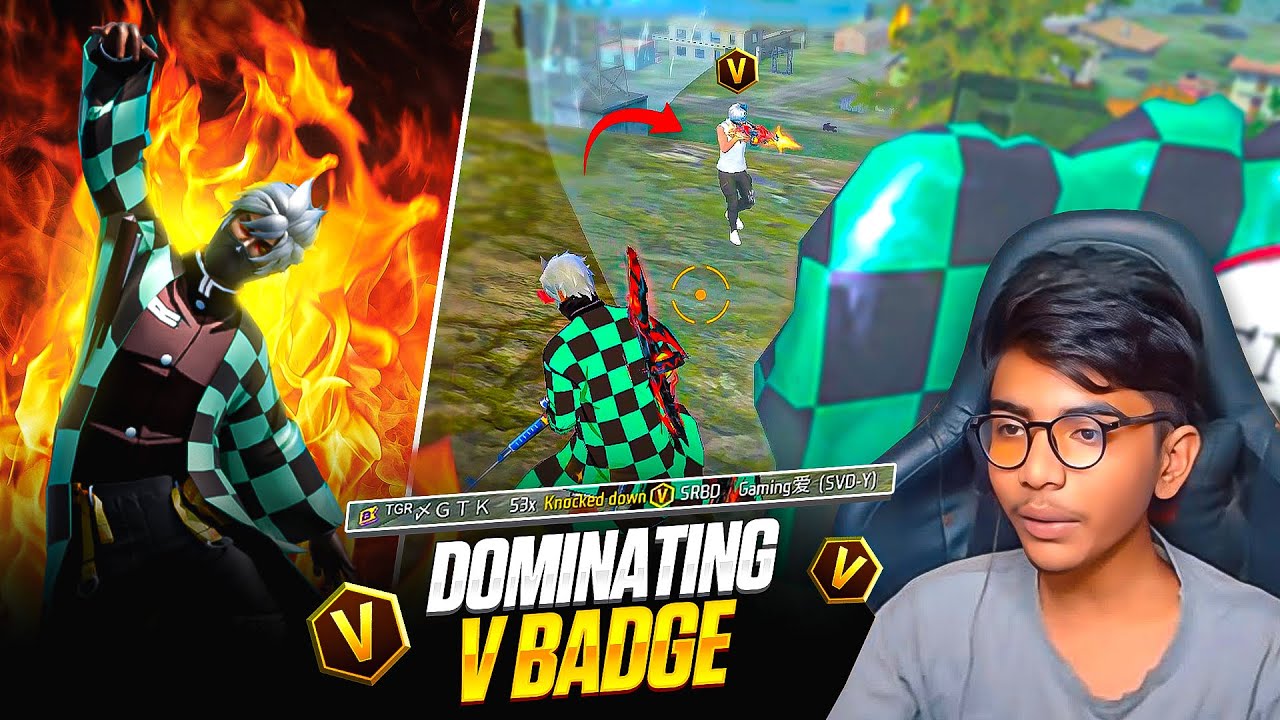TGR GTK111 DOMINATING V- Badge Player in Top 1 Lobby 🍷🗿 Garena Free Fire