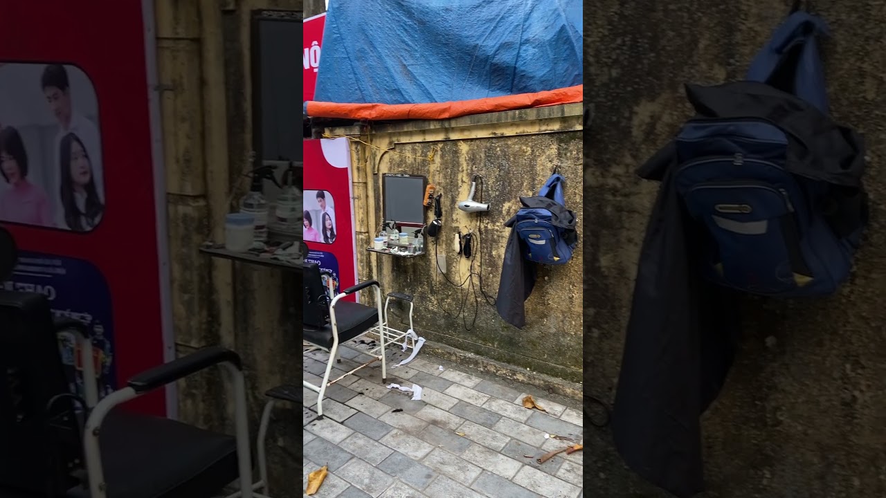 Hanoi - Outdoor barber shop in Hanoi #vietnam #hanoi #haircut #hairspray #barbershop #solutions