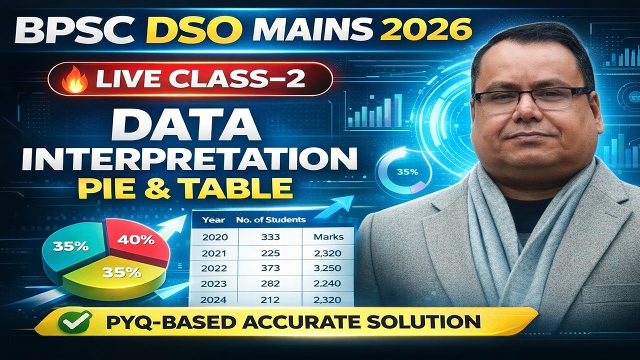 BPSC DSO Mains 2026 | Data Interpretation (PIE & TABLE) | PYQ-Based Accurate Solution | Live Class–2