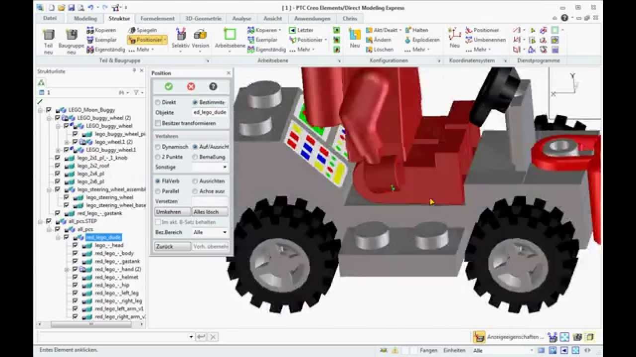 PTC Creo Elements Direct Modeling | Teile ausrichten & positionieren
