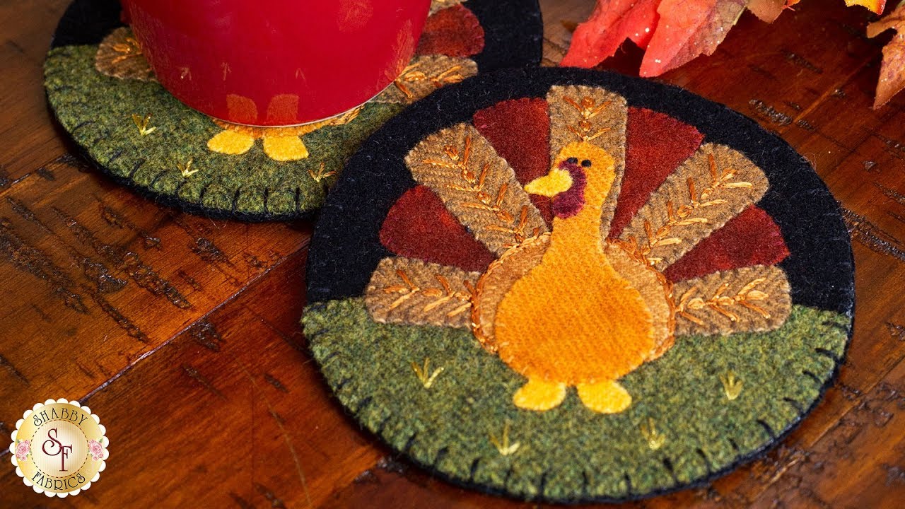 How to Make Turkey Wooly Mug Rugs | A Shabby Fabrics Sewing Tutorial
